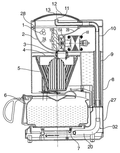 Patent US6389957 - Automatic coffee maker with grinder - Google Patents