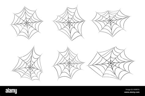 Halloween Spider Web Cobweb Symbol Icon Set Vector Illustration