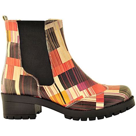 Goby Brown Abstract Plaid Chelsea Boot