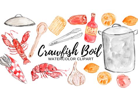 Crawfish Boil Watercolor Clipart By Writelovely Thehungryjpeg