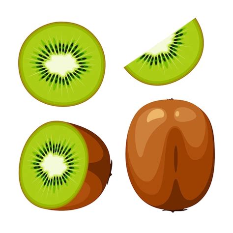 Un Conjunto De Kiwis Sobre Un Fondo Blanco Dise O De Dibujos Animados