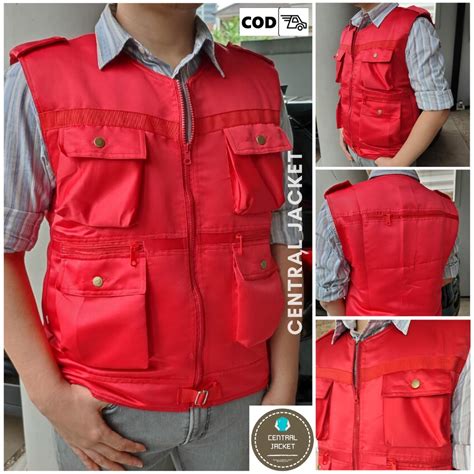 Jual ROMPI OUTDOOR MERAH MULTIFUNGSI JAKET ROMPI MOTOR TEBAL VEST