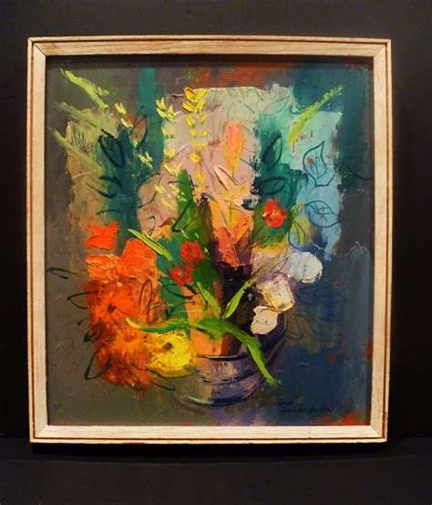 John Cunningham Noted 50s Carmel Floral Oil Painting Listed