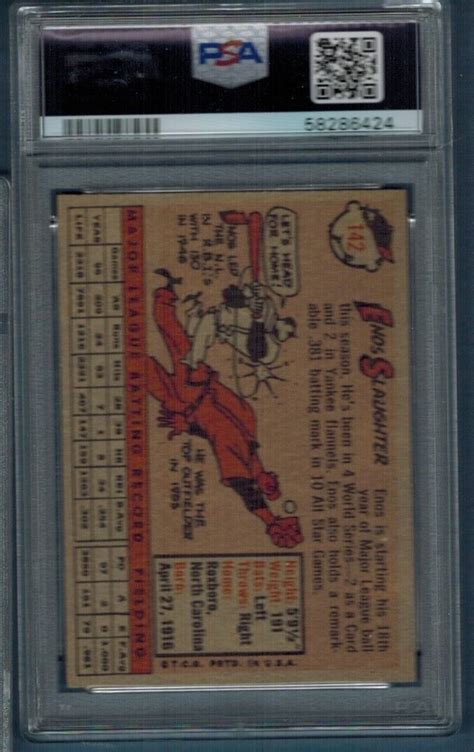 1958 Topps 142 Enos Slaughter PSA 6 EX MT HOF EBay