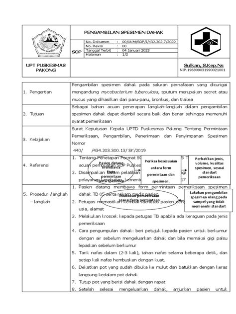 Sop Pengambilan Dahak Pdf