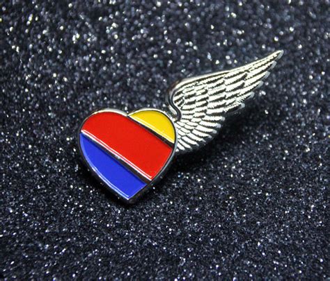 Wing Pin Southwest Airlines Heart Half Wings Metal For Pilot Airline