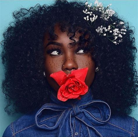 Beautiful Dark Skinned Girl With Fake Freckles And Flowers As