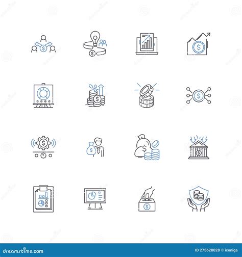 Markets Line Icons Collection Investments Trading Demand Supply