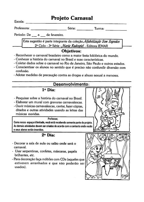 Projeto Carnaval para imprimir Só Atividades