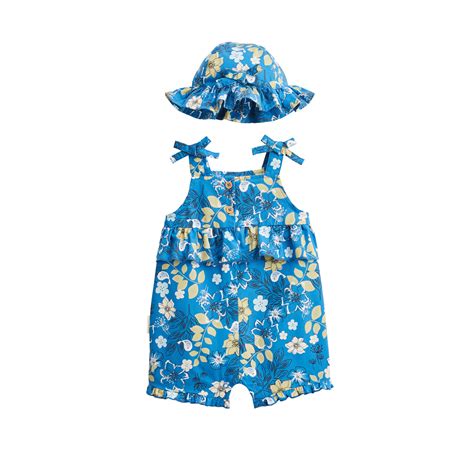 Barboteuse bébé chapeau en popeline flora bleu Petit Beguin La Redoute