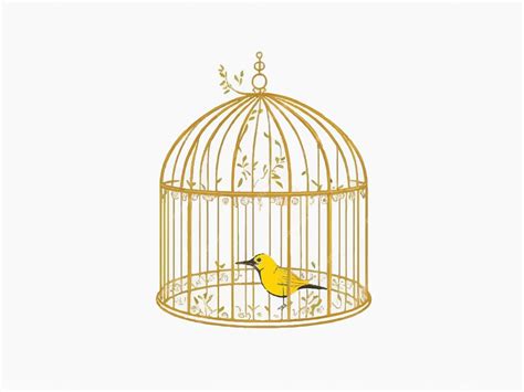 Premium Vector Decorative Golden Bird Cage Vector Illustration