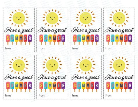 PRINTABLE PDF Have A Great Summer Tags Summer Gift Tag End Etsy