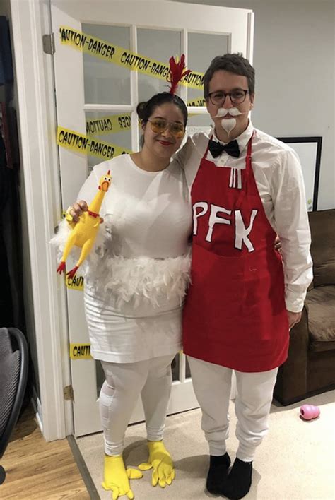 a man and woman dressed up in costumes for the costume contest ...