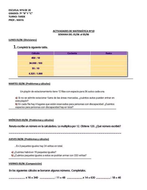 7 Actividades N 10 De Matematica PDF Descarga Gratuita