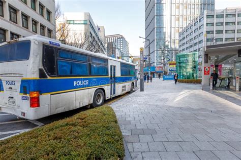 Police Bus In Jong Ro District In Seoul City Editorial Photography