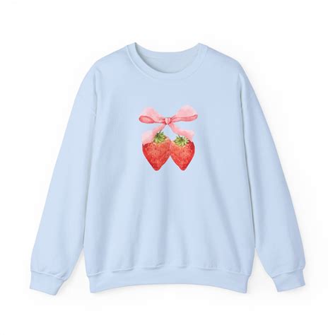 Coquette Sweatshirt Strawberries With Bows Coquette Crewneck Pink Bow