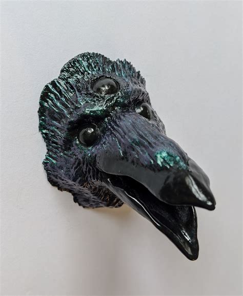 Sculped Three Eyed Raven Head Magnet Etsy