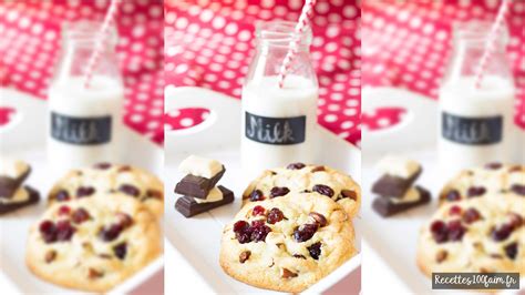 Recette De Cookies Au Chocolat Blanc Amandes And Cranberries Recettes100faim