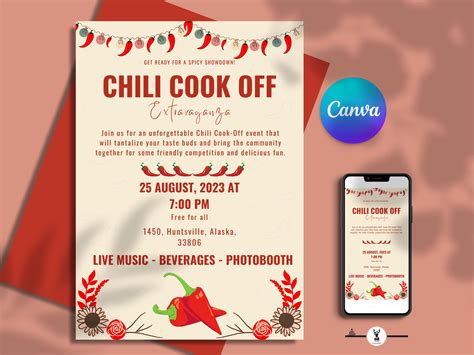 Chili Cook off Flyer Editable Template for Chili Competition Canva ...