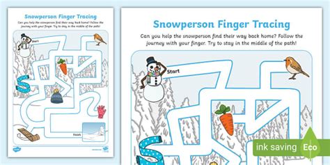 Snowperson Finger Tracing Activity Teacher Made Twinkl