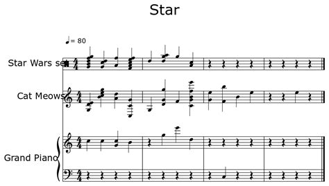 Star Sheet Music For Star Wars Set Cat Meows Piano