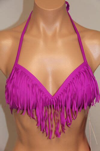 NWT Hula Honey Swimwear Bikini Bra Top RSPBY Fringe Halter Push Up EBay