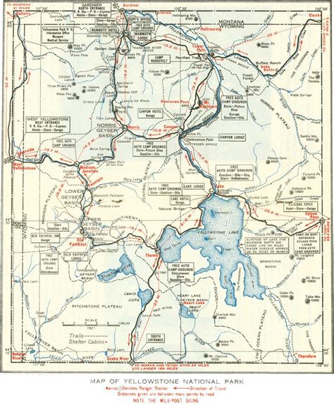 Yellowstone Park Map With Mileage - London Top Attractions Map