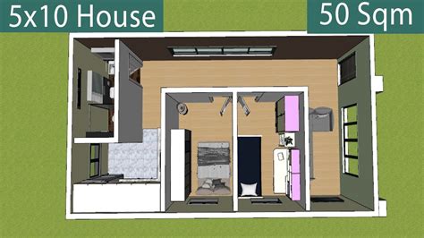 5x10 M House Design 2 Bedroom With House Design 3d Small House