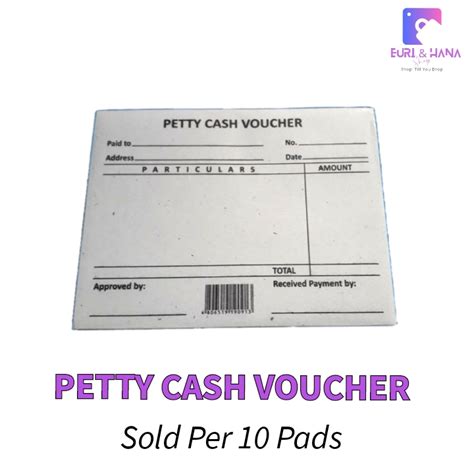 Euri Hana Shop PETTY CASH VOUCHER SOLD PER 10 PADS High Quality Paper