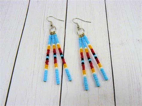 Tribal Seed Bead Earrings Native Indian Inspired Native Etsy