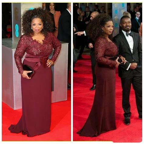 2018 Oprah Winfrey Burgundy Long Sleeves Modest Mother Of The Bride Evening Gowns Custom Plus