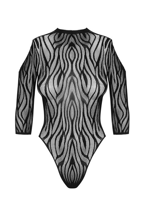 Body Aus Netz Im Zebra Look Mit Cut Outs Schwarz Catsuits Bodys