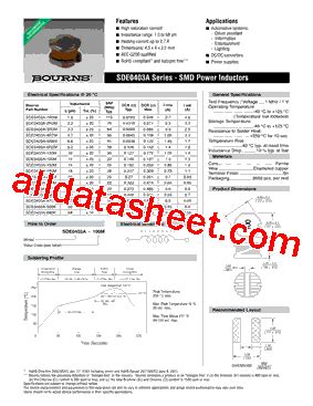 SDE0403A 120M Datasheet PDF Bourns Electronic Solutions