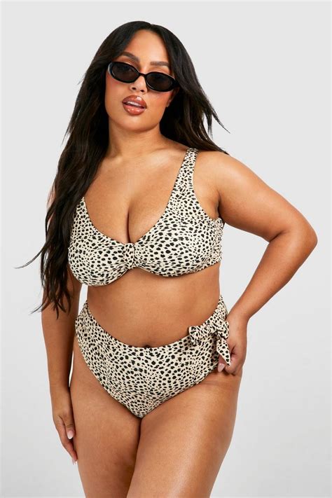 Plus Leopard High Waisted Bikini Bottoms Boohoo Uk