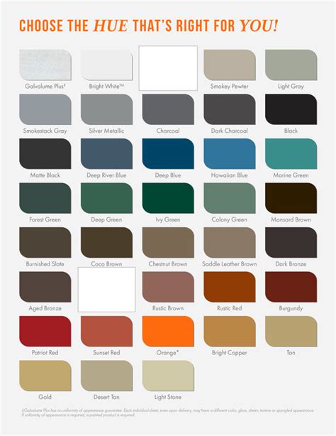 mueller metal color chart Metal building color chart