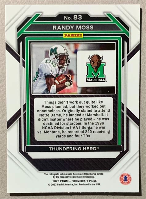 2023 Panini Prizm Draft Picks 83 Randy Moss For Sale Online EBay