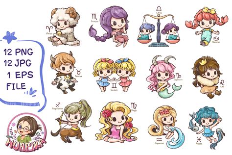 Cute Cartoon Character Zodiac Sign Design Cliparts Png Eps