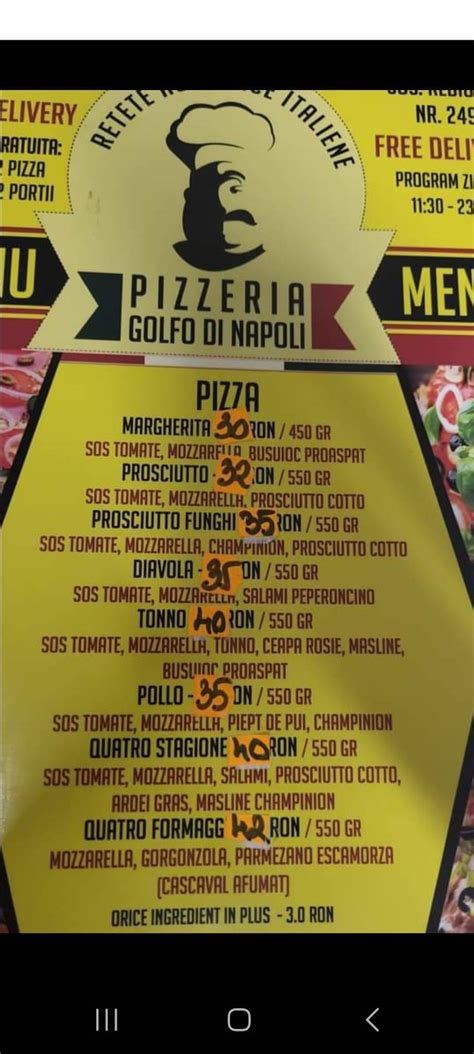 Menu At Golfo Di Napoli Restaurant Pizzerie Iasi Ia I