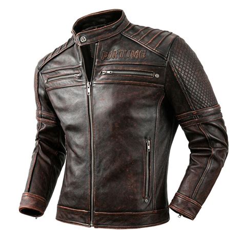 Chaqueta De Motocicleta Para Hombre Abrigos De Cuero Genuino Para