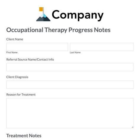 Printable Occupational Therapy Daily Notes Template