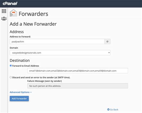 Cpanel Add Forwarder To Multiple Email Addresses In One Go Easy Web