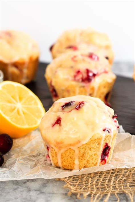 Glazed Lemon Cranberry Muffins Food Fanatic