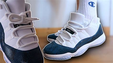 How To Lace Jordan 11 Lows 3 Ways W On Feet Featuring Snakeskin