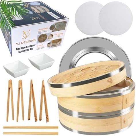 Amazon Yj Designs Pcs Stainless Steel Bamboo Steamer Basket