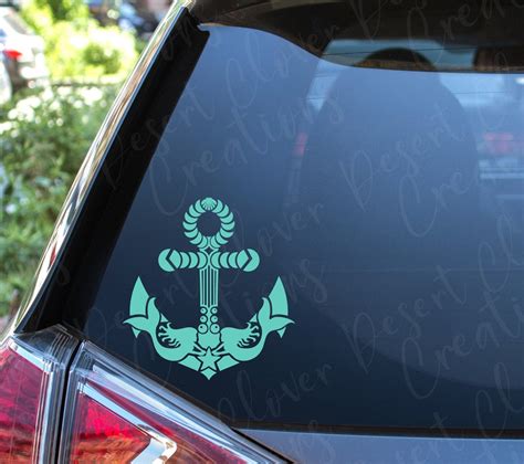 Anchor With Mermaids Vinyl Decal Mermaids Vinyl Decal Anchor Sticker Anchor With Mermaids Car