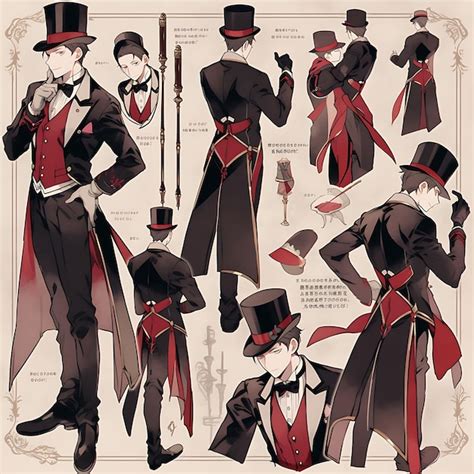 Premium Photo Anime Character Design Male Victorian Suit Gothic