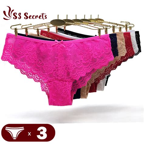 3pcs Lot Sexy Girls Thongs Floral Lace T Back M 2xl Bikini Underwear Ladies Underpants Women