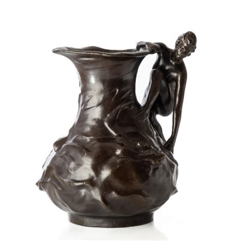 Lucien Charles Edouard Alliot Signed French Art Nouveau Period Bronze Pitcher For Sale At 1stdibs