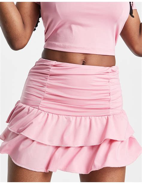 Collusion Branded Ruche Rara Mini Skirt In Pink Lyst Canada