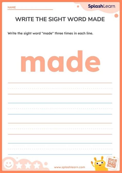 Write The Sight Word Made — Printable Ela Worksheet